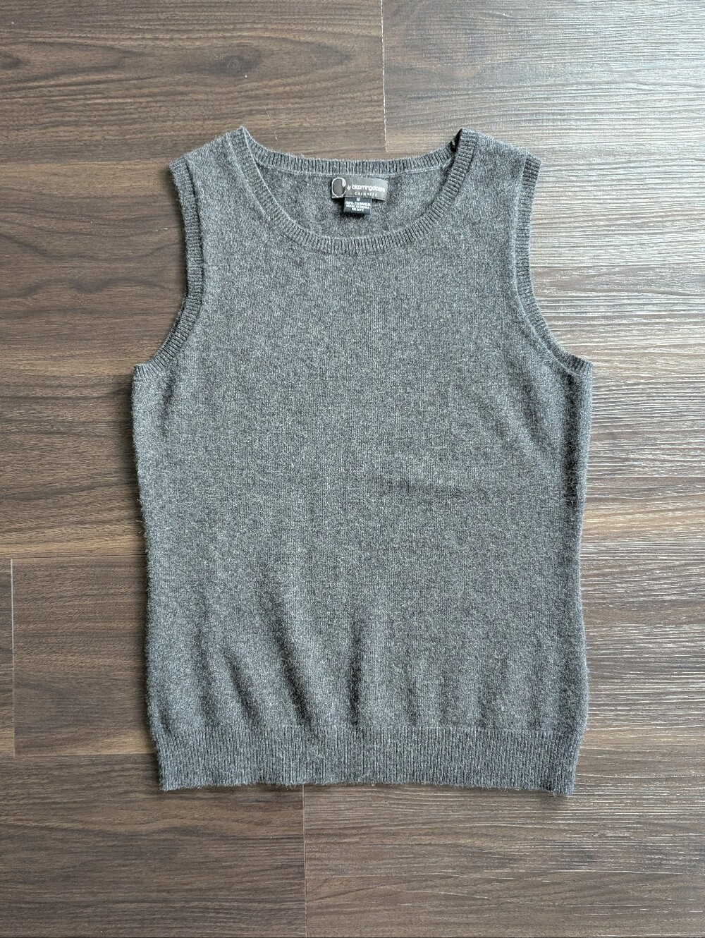 C By Bloomingdale's Cashmere Gray Vest Medium Quiet Luxury Goth Preppy Layering